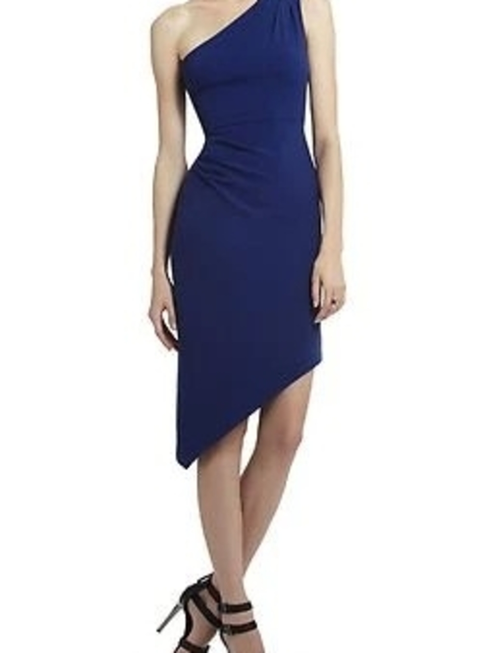 BCBGMAXAZRIA One Shoulder Asymmetrical Cocktail Dress Blue Size 8 | Elegant Even